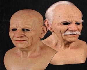 Old Man Mask Halloween Creepy Wrinkle Face Mask Halloween Costume Realistisk latex Masquerade Carnival Men FACE245C4732249