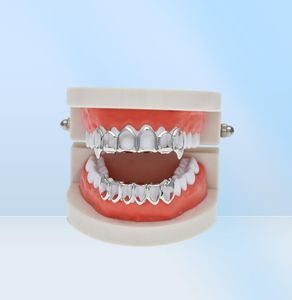 New Hip Hop Custom Fit Grill Seis Hollow Open Face Gold Mouth Grillz Bottom Bottom com Silicone Vampire dentes set6447033