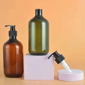 Liquid Soap Dispenser All-in-One And Shower Gel For Bathroom Needs Portable ABS Lotion Empty Bottle Transparent Brown 300ml