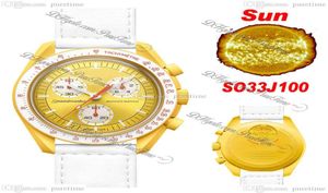 Bioceramic Moon Swiss Quqrtz Chronograph Mens Watch SO33J100 Mission to Sun 42mm Real Yellow Ceramic White Nylon Rem med Box Super Edition Puretime I99895374