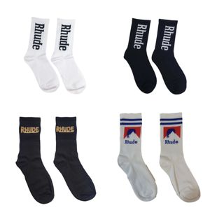 unisex męskie skarpetki dla mężczyzn Designer Sock Rhude Womens luksus mody socken meias oddychał les chaussettes czarne białe litery kalcytyczne calzini męskie bawełnę skarpet