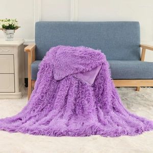 Blankets Double Layer Blanket High-end Bed Fur For Beds Plaid On The Sofa Cover Decoration Home And Throws