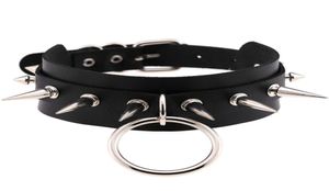 Big ORound Punk Rock Gothic Chokers Women Men Leather Silver Spike Rivet Stud Collar Choker Necklace Statement Jewelry Bijoux6539543