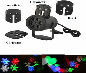 LED 효과 크리스마스 벽 장식 레이저 조명 4 Pattens 카드 램프 프로젝터 조명 ​​눈송이 러브 사탕 두개골 Halloween8110616