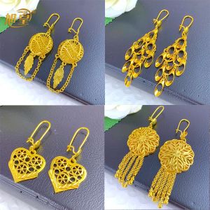 Dubai Ethiopia Drop Earrings Tassle Copper Gold Color Jewelry For Girls African Wedding Earring Accessories Gifts Wholesale