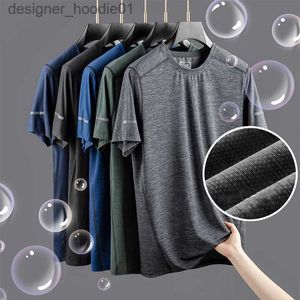 Moletons masculinos moletons grandes tamanho L-7xl 8xl 9xl verão malha respirável mass de secagem rápida camiseta básica camiseta de nylon de nylon executando camiseta legal c240412