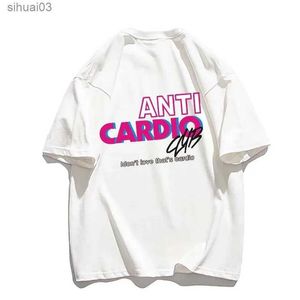 Koszulka damska Anti Cardio Club T Shirt Gym Plus Size Women Odzież Życie powiedzenie List Bawełny koszulka Kobiety/mężczyźni Odzież ćwiczenia fitnessl2403
