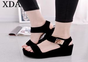 Xda Sandals Women Summer Shoes Woman Wedges Platform Sandals Fashion Fish Mouth Rome Sandals White Black Women Shoes Pure Color Y11300632