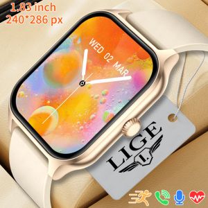 Relógios Lige Novo relógio inteligente Mulheres de 1,83 polegada HD Bluetooth Call Smart Bracelet Lady Health Monitor esportivo Men aquático Men Smartwatch