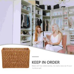 Toy Seagrass Large Magazine Woven Water Baskets Cube Storage Pantry Hyacinth Rectangular Bin Organizer Wicker Basket Rattan