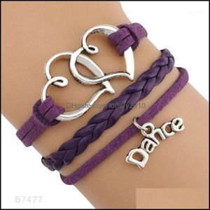 Jewelrydance Dancer Music Note Treble Clef Wave Ballet Heart Infinity Love Charm Bracelets Purple Women Men Jewelry Gift Custom1 D241C