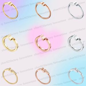 Designer Band Rings for Women Luxury Diamond Ring Mens Double T Open Love Ring With Logo Wedding Gold Ring Populära Fashion Classic High Quality Jewelry Gift Blue Box