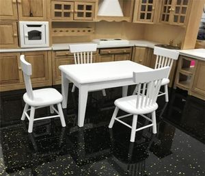 112 Dollhouse Miniature Furniture Wooden Dining Table Chair Model Set Kitchen Doll house decoration Kids Toy Miniature C604 Y200411338725