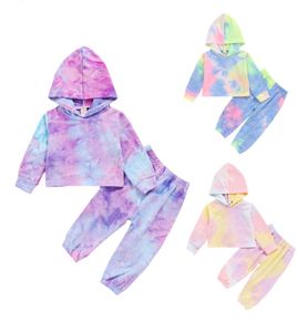 26 Years Toddler Autumn Outfit Tiedyed LongSleeves Hoodie High Elasticwaist Leisure Pants For Little Girls 16 Years Y2008291555568