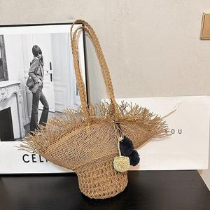 Bolsas noturnas 2024 Summer Beach Férias Bolsa de palha de moda Hat Shape