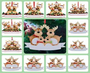 Julrenar Ornament Xmas Trees Harts Anpassat DIY -namn Family of 3 5 Gift Hang Decorations Pendant Home Decro8803842