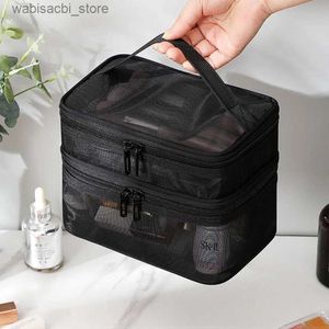 Kosmetiska väskor Kvinnor Transparent Mesh Perfekt för kosmetik Makeup och toalettartiklar för reseförsäljning Succes Organizer Bag L49