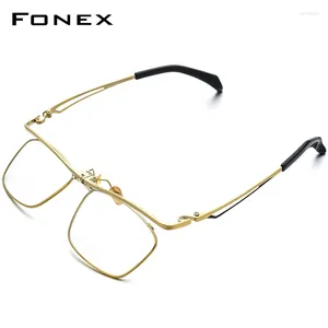 Sonnenbrillen Frames Fonex 180 ° Flip Titangläser Männer 2024 Quadratschreibung Brillen Rahmen Voll optische koreanische Brillen F8043