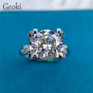 Silver 925 Original 3 Brilliant Cut Diamond Test Past D Color Cow Head Ring Arrival Gift Gemstone Jewelry240412