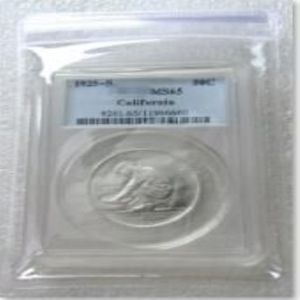 Us Coin 1925-S MS65 California Jubileu Half Dollar Moedas de prata Caixa transparente sênior 306k