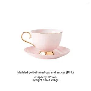 Mugs HF Chic Marble Ceramic Coffee Cup Saucer Sets Fashion Drinkware Gold Plated Porcelain Tea Water Breakfast Morning Milk Can