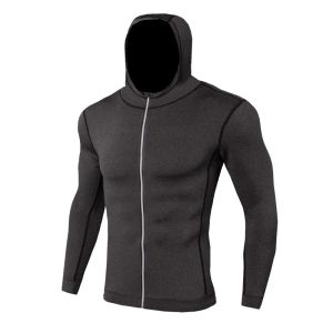 Jackets Herren -Lauftraining mit Kapuzenkragenkompression Schnell trocken super elastischer atmungsaktiver Sportbekleidungsjacke für Männer