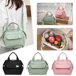 Lunch Box Bag Stylish Versatile Reusable Lunch Tote Bag Portable Cross-body Bento Bag Kawaii With Cute Pin For Mom Work School