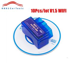 10PCS ELM327 V1.5 WIFI OBD2スキャナーWiFi ELM 327 V1.5 Android iOS Car Diagnostic Tool OBD IIコードリーダーOBDスキャンツールをサポート