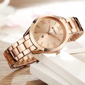 Нарученные часы Curren Gold Watch Женщины смотрят женские творческие стальные браслет женские часы Relogio feminino montre femme 230211 238u