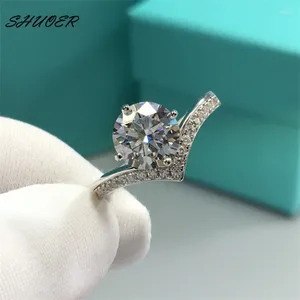 Anelli a grappolo classici 925 Sterling Sterling Brilliant Cut Pass Diamond 2 D Colore Anello corona di Moissanite per donne Gioielli eleganti