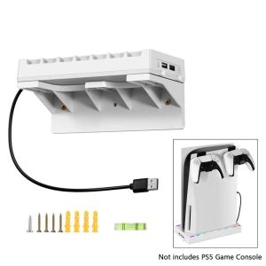 Accessories Wall Mount Accessories On Wall Space Saver Shelf Holder Stand Rack With USB Ports LED Lights Compatible For PS5 Game Console