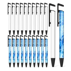 Penne Sublimation Penne Blank BallPoint Pen Pen Shrink Wrap White Alluminum Clip Pen School Forniture per uffici fai -da -te (20 set)