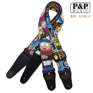 Hanger Cotton Guitar Strap Soft Belt With Cartoon Pattern PU Leather Head Adjustable Bass Electric Guitar Acoustic Guitarra Accessories