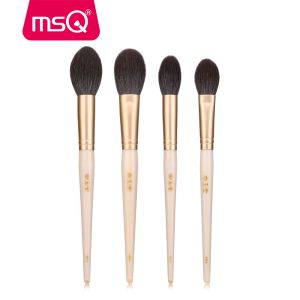 Kits msq 2pcs pincéis de maquiagem define cabelos de cabra destaque em pó de blush em pó grande kits de pincel de maquiagem Goleira de madeira natural de madeira