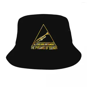 BERETS Summer Hatwear Trumpet Pyramid of Sounds Accessori Bob Hat Elegante Sun Unisex Sun Funny Marching Band Boonie