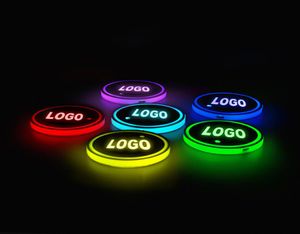 2st LED CAR Cup Holder Logo Light för Nissan Ford Mercedes Jeep USB Charging Minous Coaster Accessories9805362