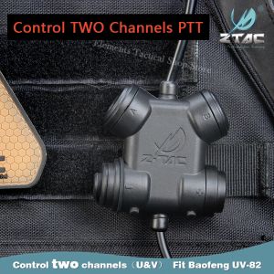 Accessoires Ztac Tactical Dual Ptt Softai Accessoires Kopfhörer Militär Airsoft Headset für Jagd Shooting Walkietalkies Baofeng UV82