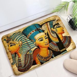 Bath Mats Egyptian Mat Ancient Egypt Pharaoh Vintage Painting Retro Ethnic Tribal Abstract Print Bathroom Rug Bathtub Carpet Doormat