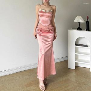Work Dresses French Style 2024 Spring Women's Suit Long Skirt Embroidered Lace Sexy Halter Top Hip Half-body