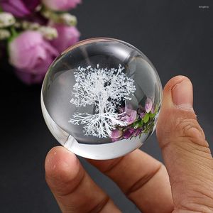 Figurine decorative 50mm intaglio laser intagliato 3d cassa fortune albero prisma vetro a sfera di cristallo mascotte sfera sfera ornamento artigianato