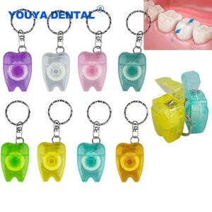 Rings 100pcs Dental Floss Portable Keychain 15M Flosser for Teeth Cleaning Oral Care Kit Dental Hygiene Mint Dental Fragrance Gift