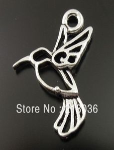 100 st antik silver kolibri fågelfluga charms hängen för smycken gör fynd europeiska armband handgjorda hantverk accessor1842632