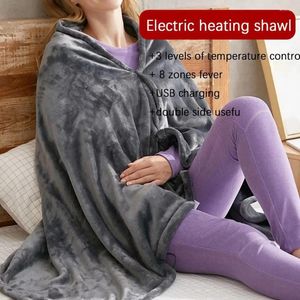 Blankets Electric Heating Pad Shawl Blanket Winter Warmer 150 80cm Fleece Body 3 Coral Back Temperature Warming Mat Washable Control W6r1