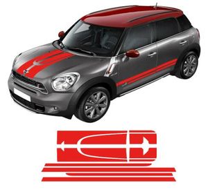 Bilsida racing ränder huva trunkrear motorhuvmotor täcker dekal klistermärke för mini cooper countryman 20132016 4 färger4957240