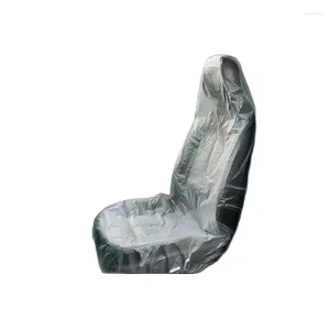 Sandalye, 100 adet Şeffaf Su geçirmez tek kullanımlık plastik araba koltuk kapağı kiti ile direksiyon simidi dişli kolu kapsar