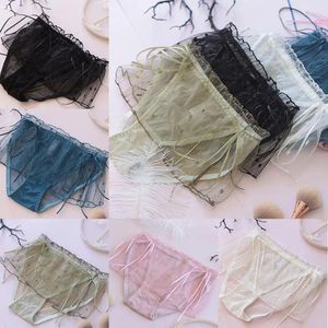 Женские трусики японские женщины сексуальные чистые сетки с низким подъемом оборки кружевные блестящие полосы