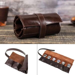 Watch Boxes Oil Wax Skin Leather Box Portable Display Roll Up Travel Storage Bag Package Case