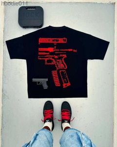 Мужские футболки мужские футболки y2k рубашка Mens Harajuku Hip Hop in We He Hy Head Graphic Print Круглый хлопок негабаритная футболка готическая короткая клейка C24325