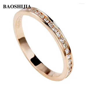 Кластерные кольца Baoshijia Solid 18k белое/розовое золото натуральное бриллиантовое кольцо женское украшение ручной