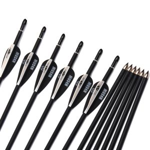 Arrow 30 Inches Carbon Arrows Spine 1000 Diameter 6mm for Recurve / Compound Bow Hunting Shooting Archery Sport Practice